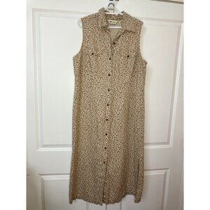Vtg Eddie Bauer Maxi Dress Womens 18 Floral Linen Button Front Prairie Cottage